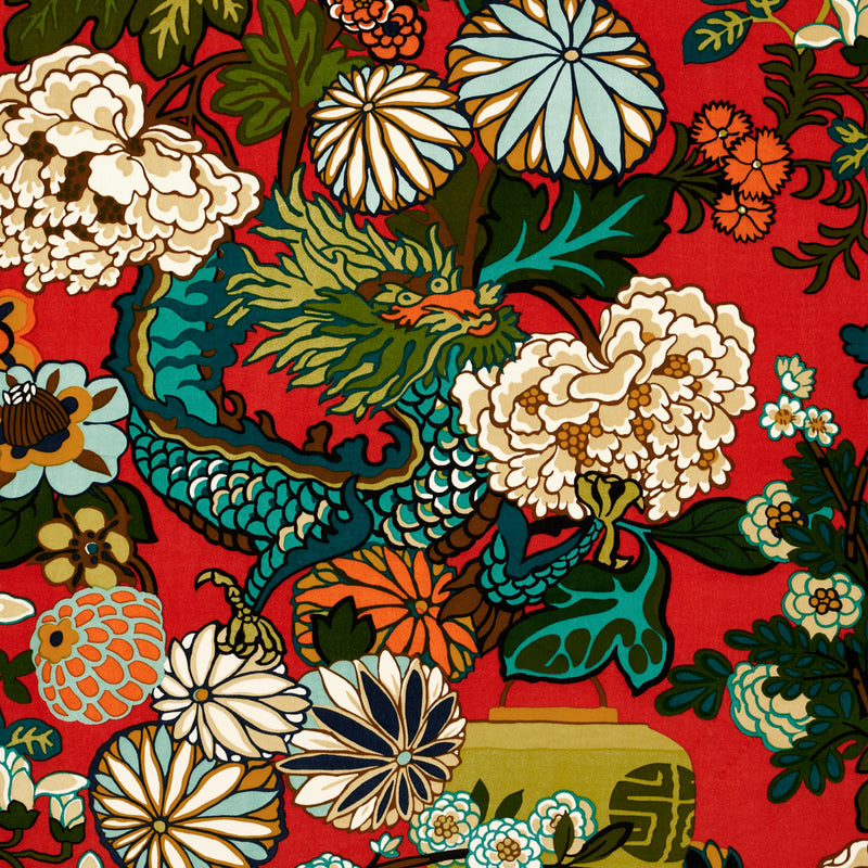 Schumacher CHIANG MAI DRAGON VELVET LACQUER Fabric | Atlanta Fabrics