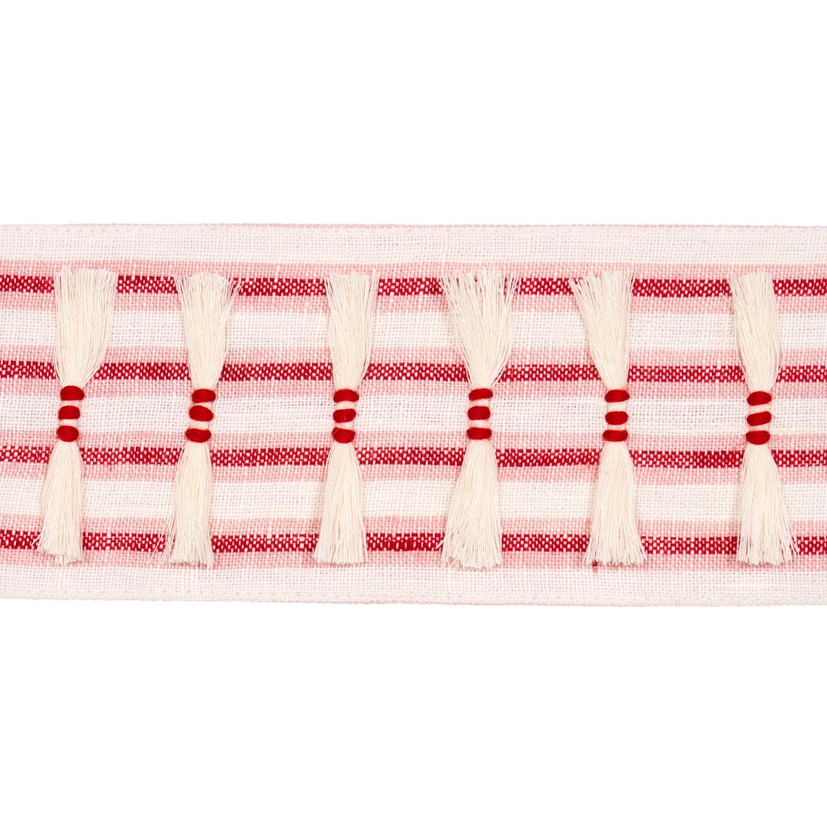 SCHUMACHER EYELASH FRINGE RED TRIM | Atlanta Fabrics