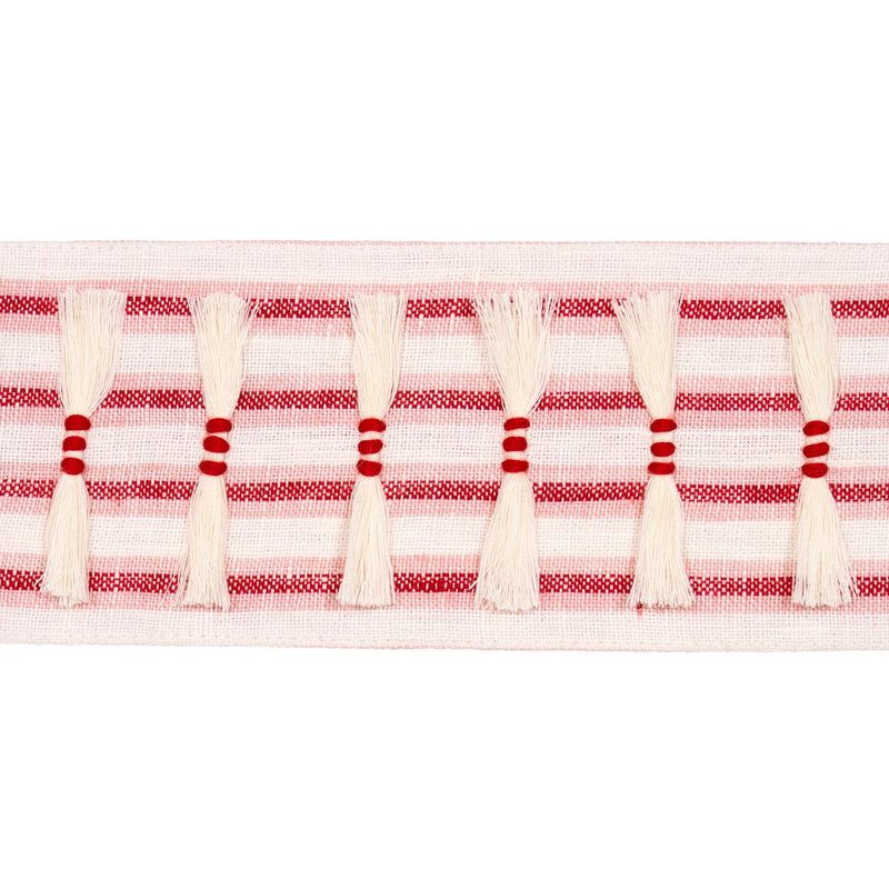 SCHUMACHER EYELASH FRINGE RED TRIM | Atlanta Fabrics