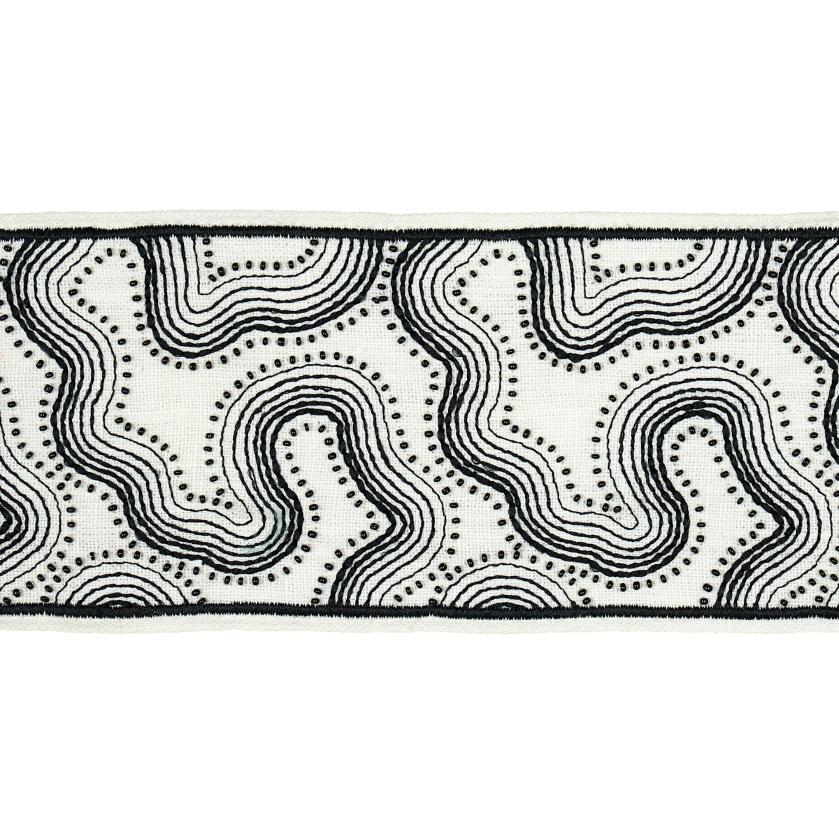 Schumacher Topo Beaded Tape BLACK & WHITE Trim | Atlanta Fabrics