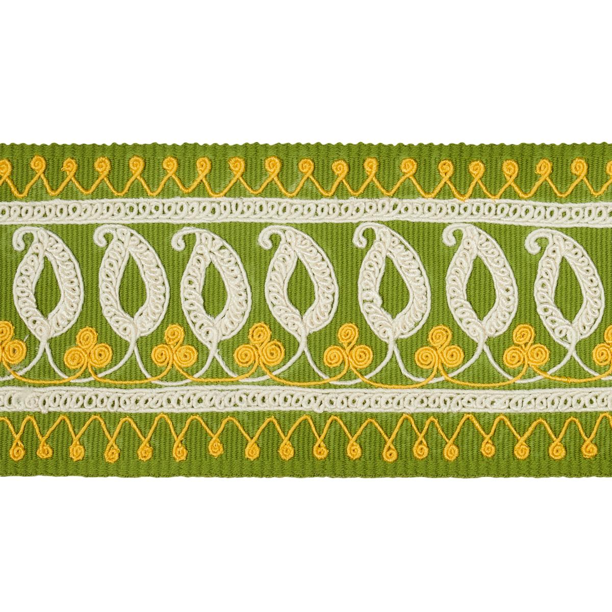 PAISLEY EMBROIDERED TAPE GREEN & YELLOW