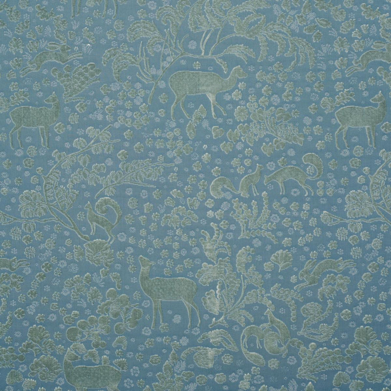 SCHUMACHER ARBOR FOREST SLATE BLUE FABRIC | Atlanta Fabrics