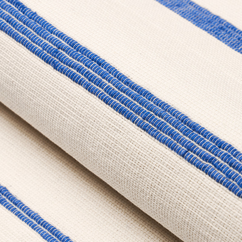 Schumacher CAMBAYA HANDWOVEN STRIPE BLUE Fabric | Atlanta Fabrics