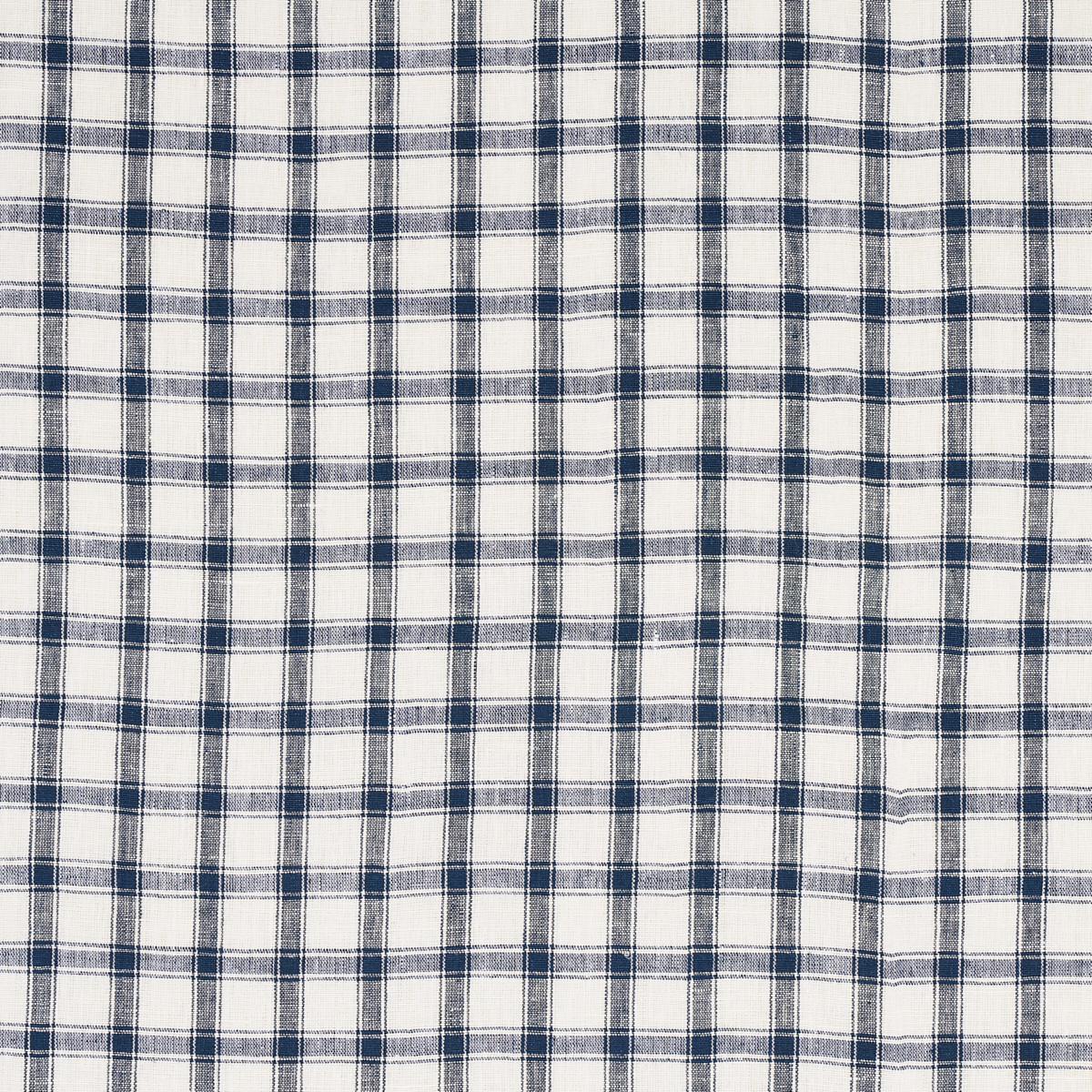 SCHUMACHER CRAWFORD LINEN CHECK INDIGO FABRIC | Atlanta Fabrics