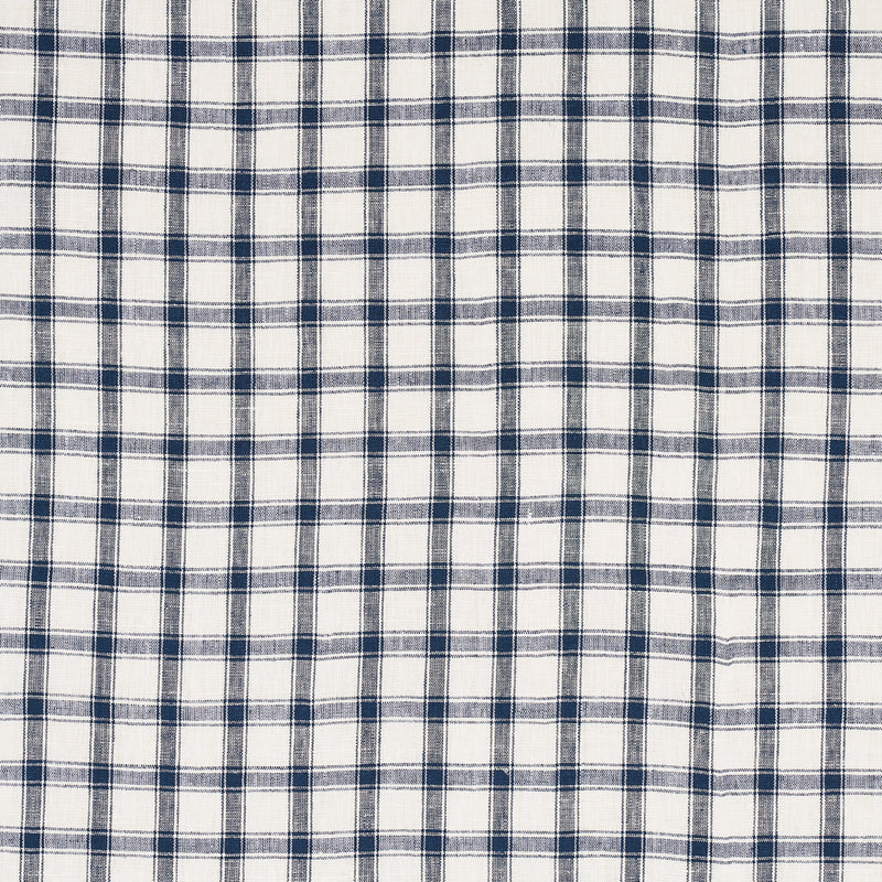 Schumacher CRAWFORD LINEN CHECK INDIGO Fabric | Atlanta Fabrics
