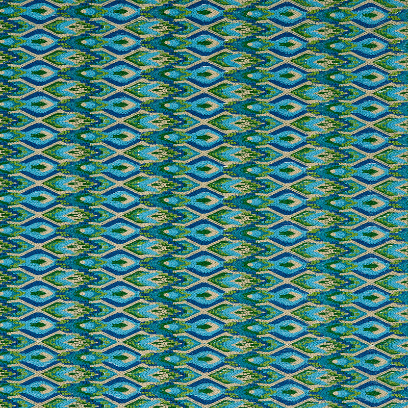 Schumacher Lorikeet Embroidery PEACOCK Fabric | Atlanta Fabrics