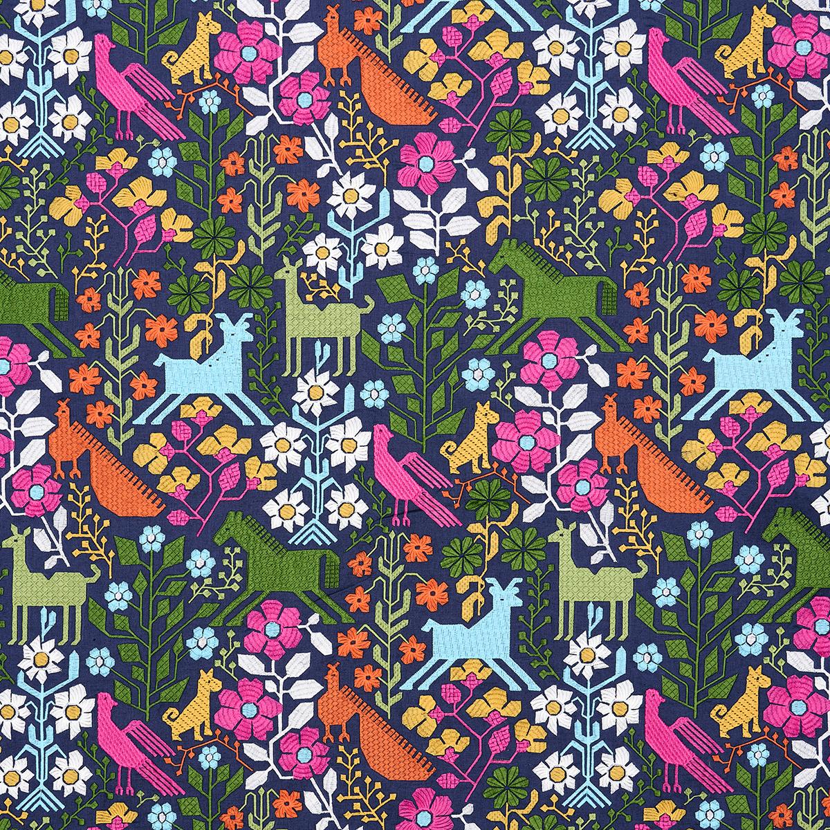 LUPITA EMBROIDERY MULTI ON NAVY