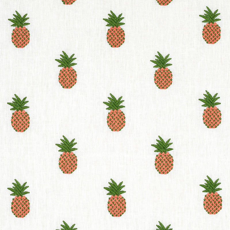 Schumacher PINEAPPLE EMBROIDERY APRICOT ON IVORY Fabric | Atlanta Fabrics