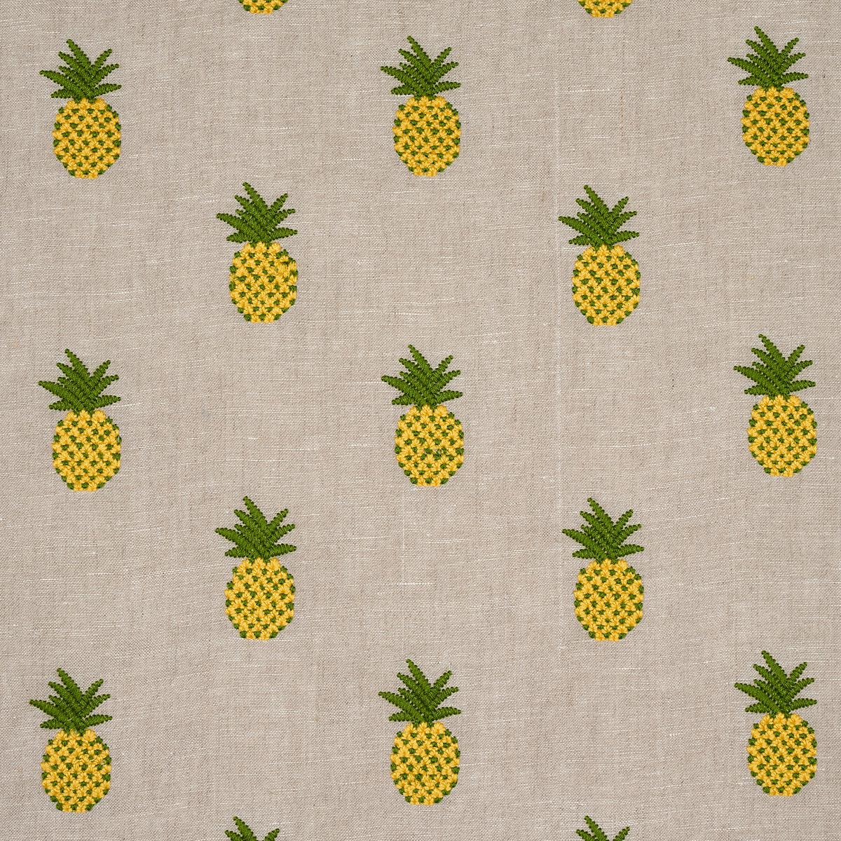 PINEAPPLE EMBROIDERY GREEN ON NATURAL