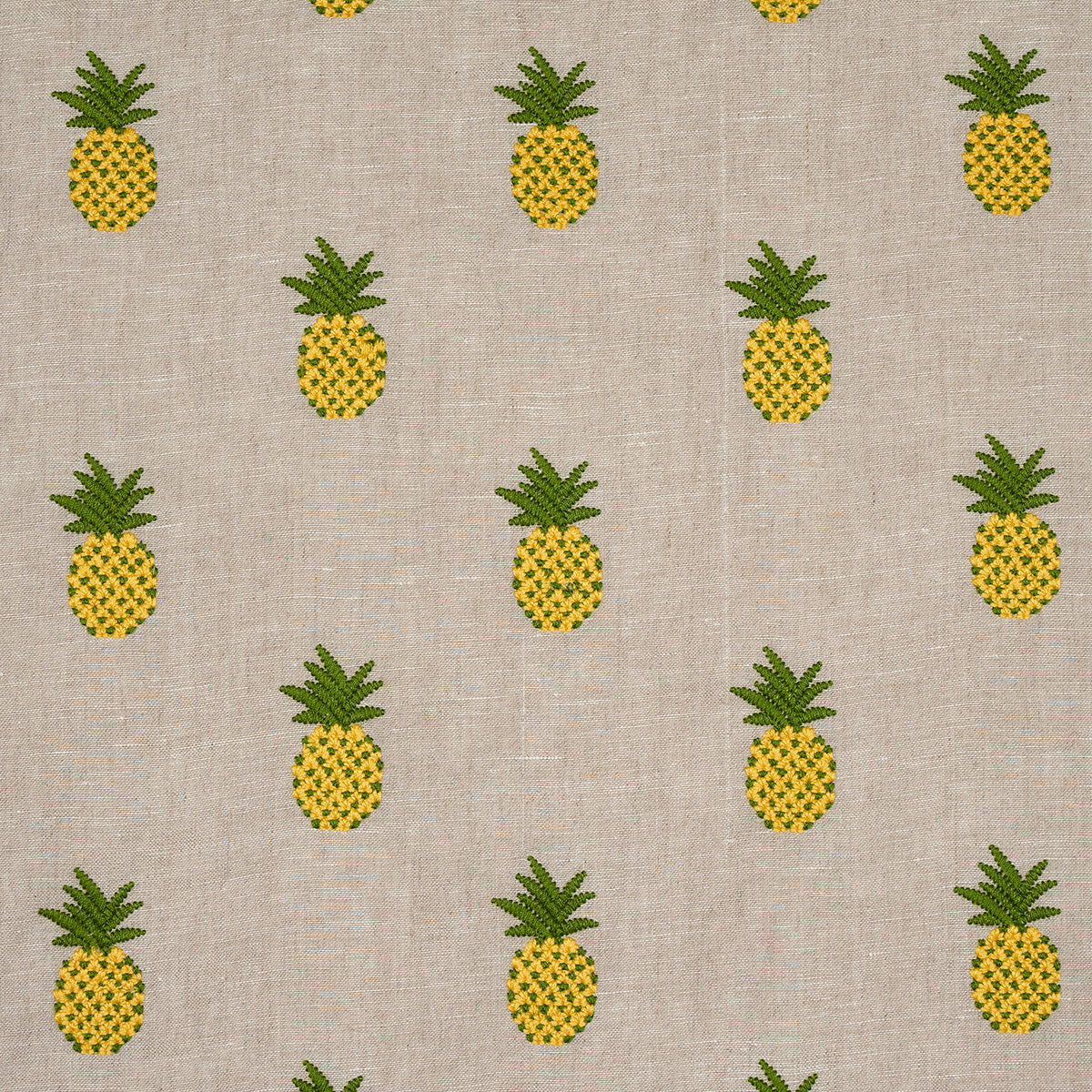 PINEAPPLE EMBROIDERY GREEN ON NATURAL