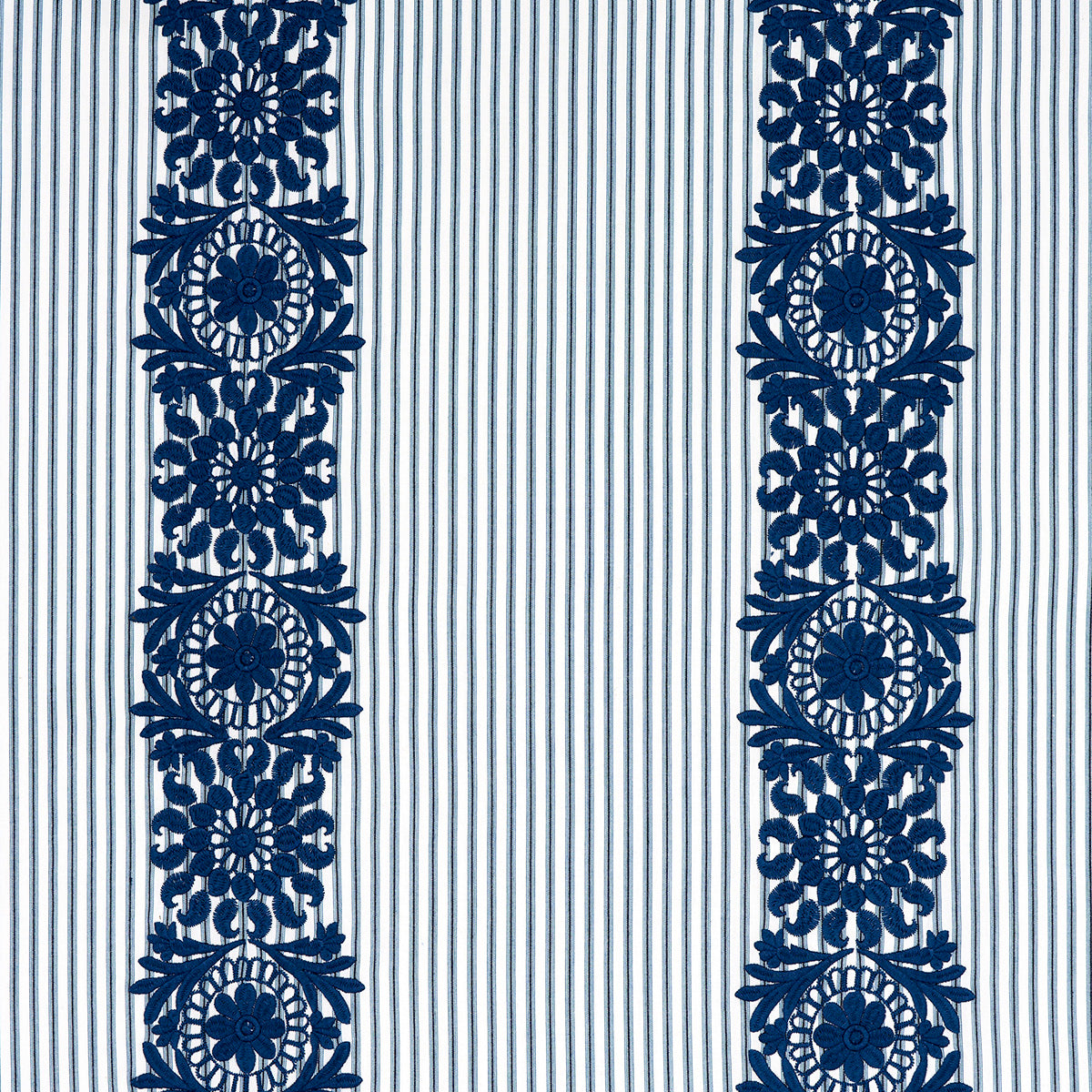 Schumacher Joelle Stripe BLUE Fabric | Atlanta Fabrics