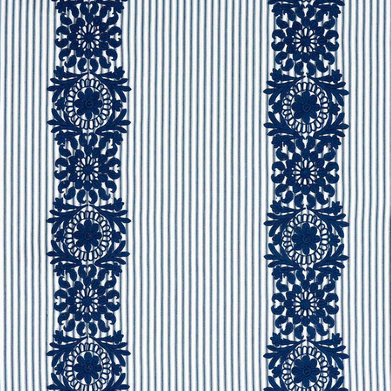 Schumacher Joelle Stripe BLUE Fabric | Atlanta Fabrics
