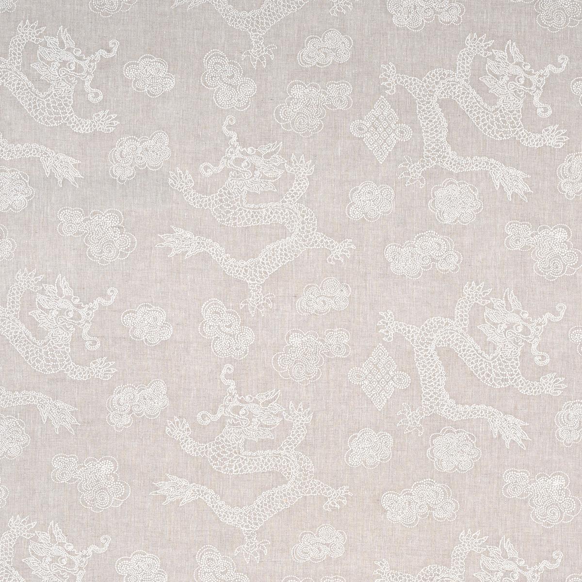 SCHUMACHER DRAGON EMBROIDERY IVORY ON NATURAL FABRIC | Atlanta Fabrics