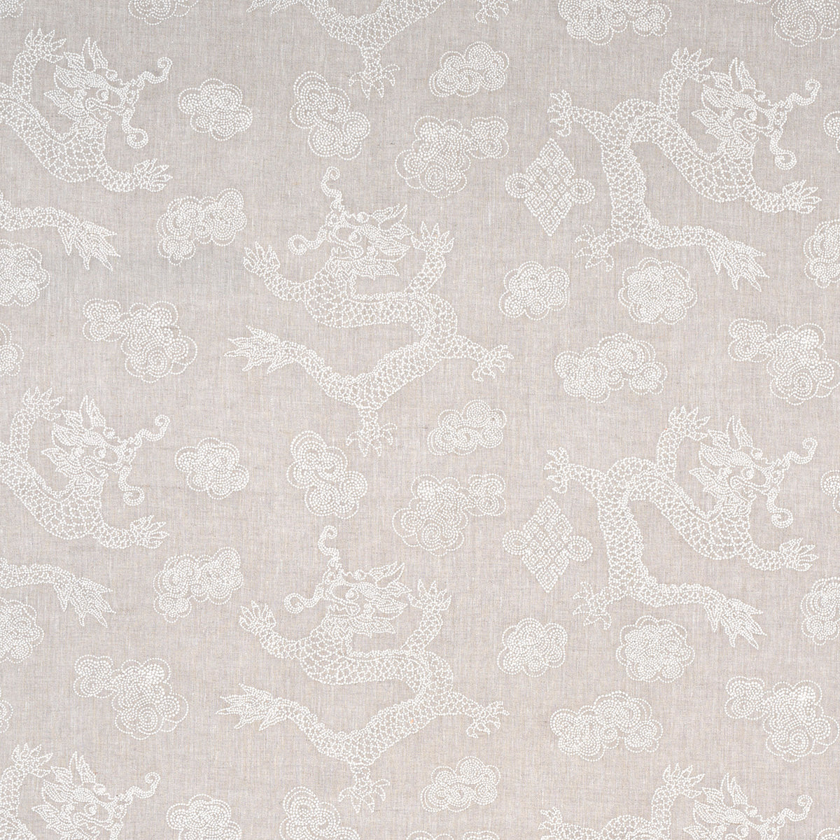 DRAGON EMBROIDERY IVORY ON NATURAL
