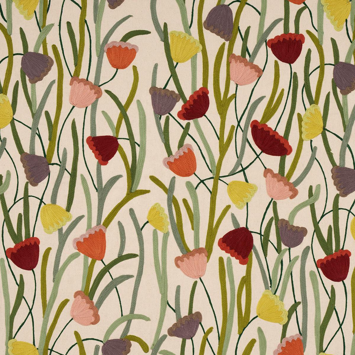 SCHUMACHER DECO FLOWER EMBROIDERY MULTI FABRIC | Atlanta Fabrics