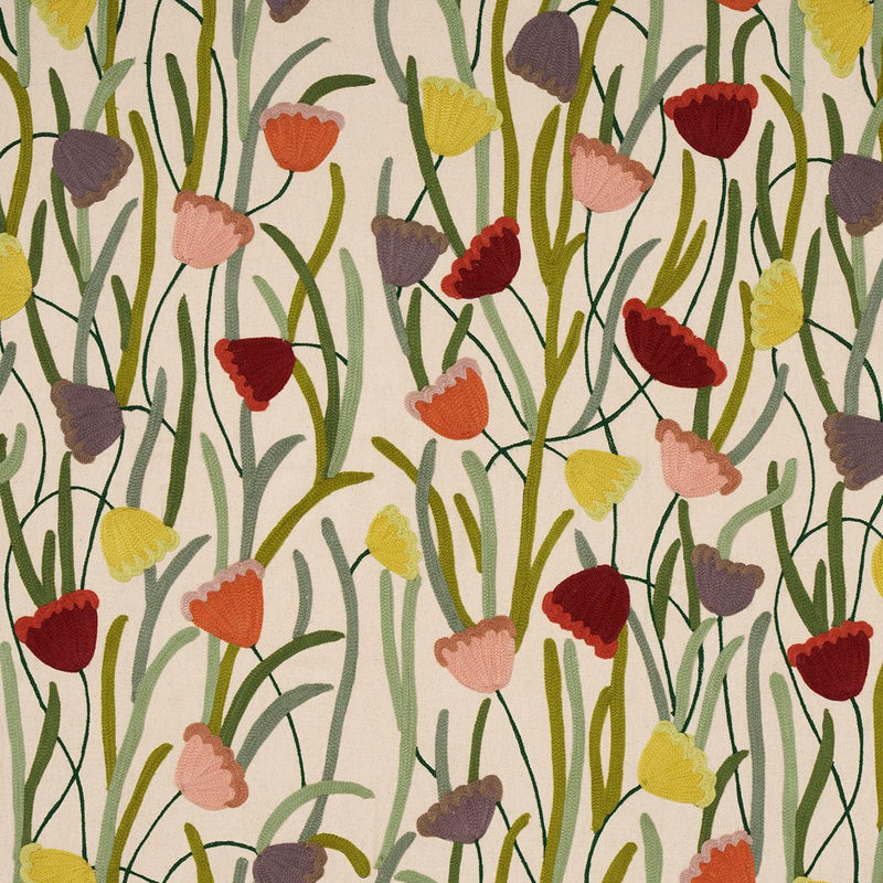 SCHUMACHER DECO FLOWER EMBROIDERY MULTI FABRIC | Atlanta Fabrics