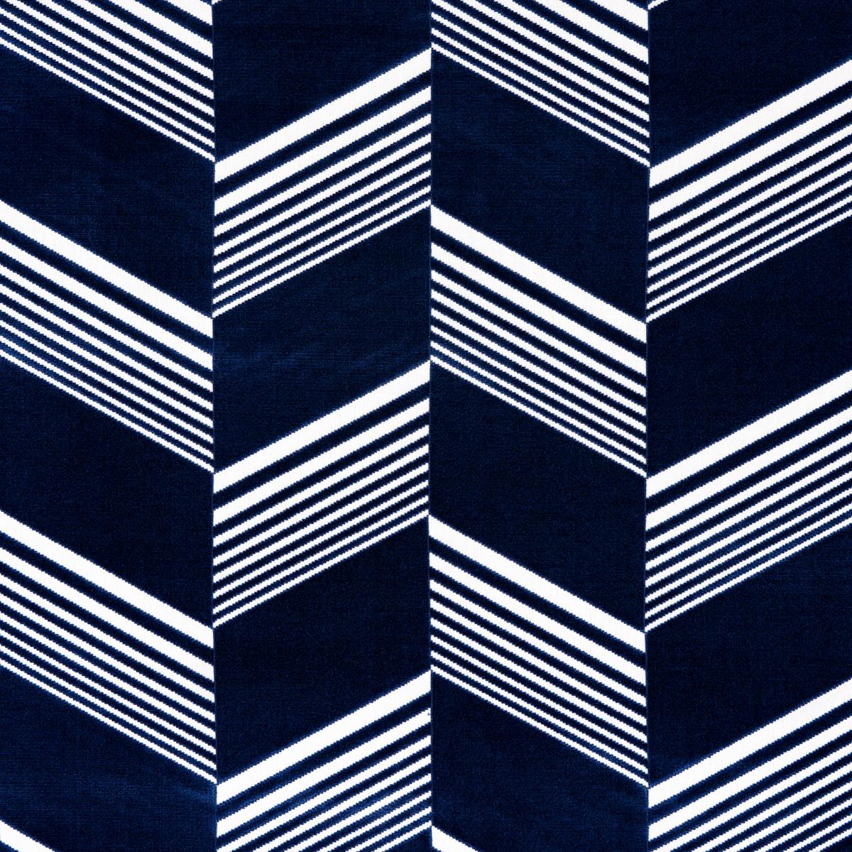 SCHUMACHER JESSIE CUT VELVET NAVY & WHITE FABRIC | Atlanta Fabrics