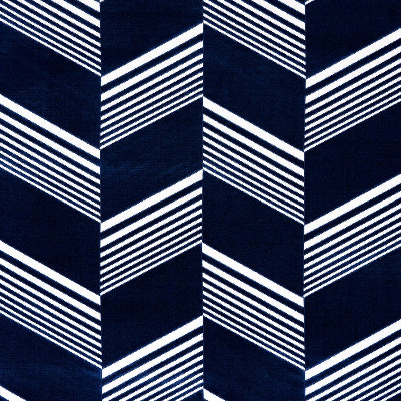SCHUMACHER JESSIE CUT VELVET NAVY & WHITE FABRIC | Atlanta Fabrics