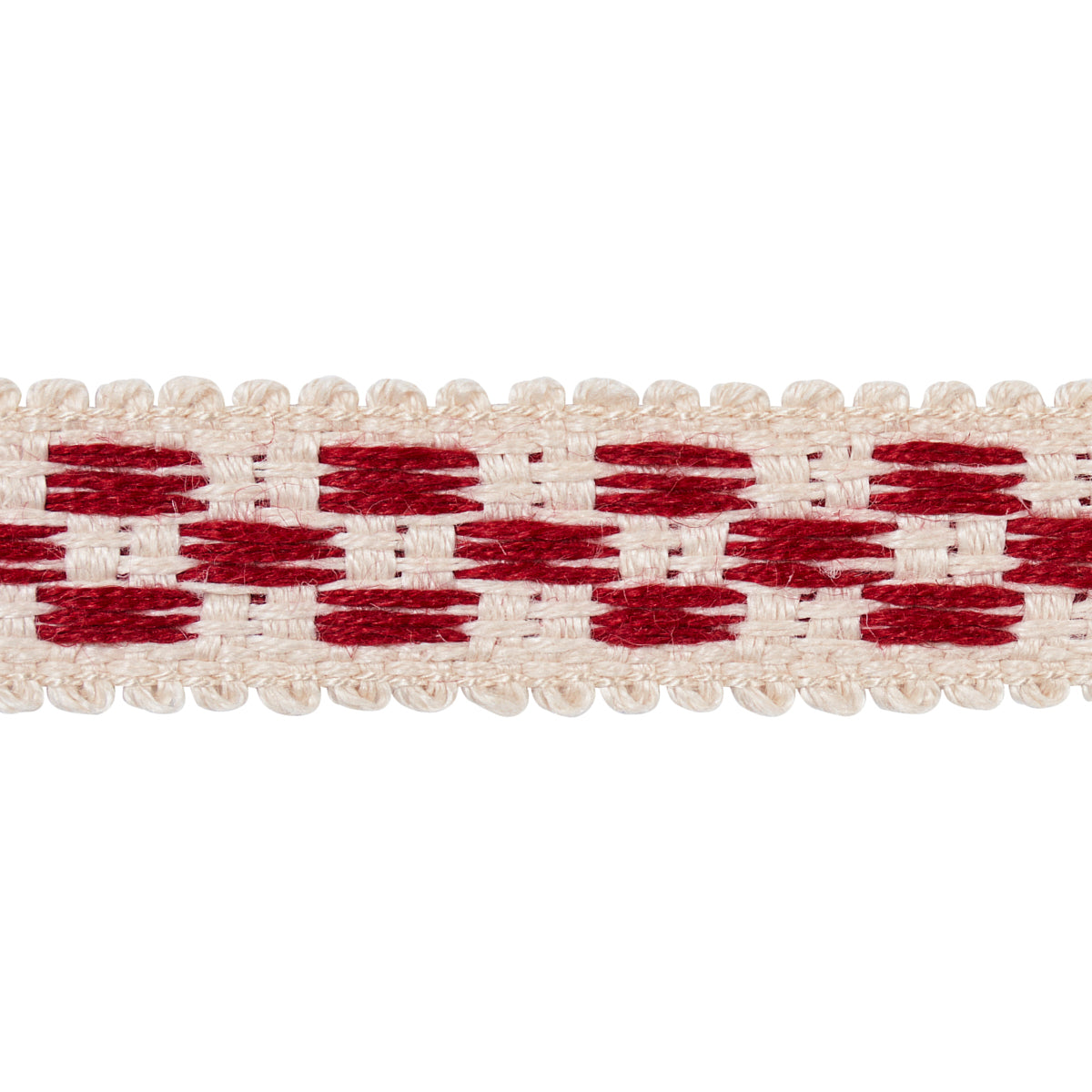 Schumacher CRAWFORD CHECK TAPE NARROW CORNWALLIS RED Trim | Atlanta Fabrics