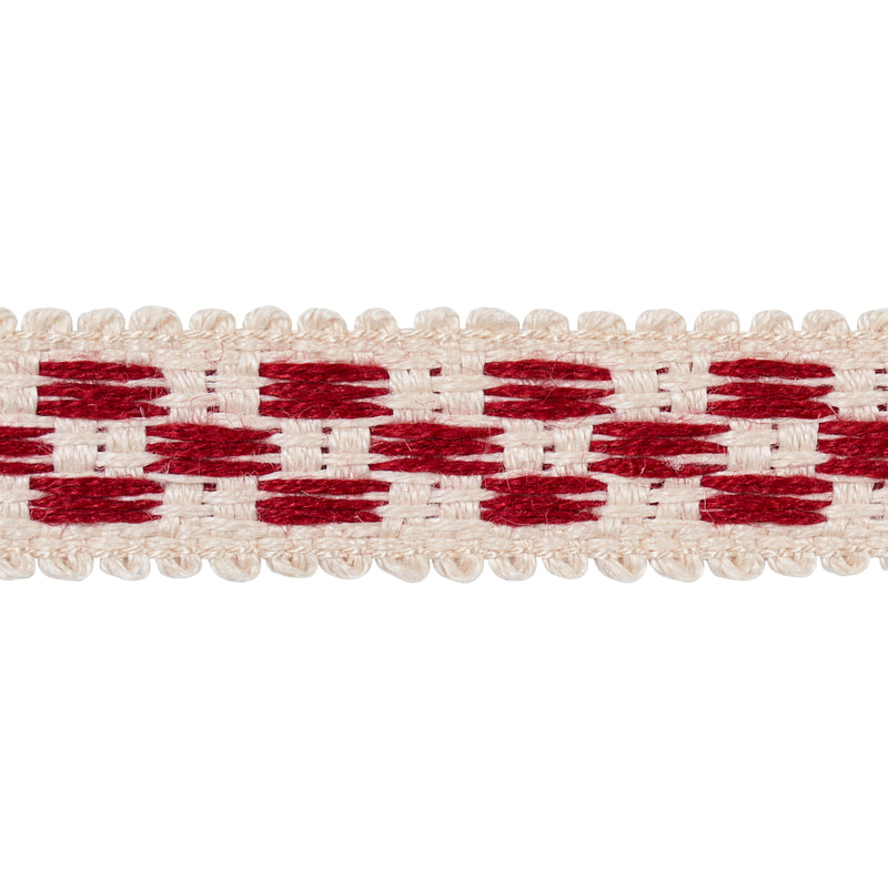 Schumacher CRAWFORD CHECK TAPE NARROW CORNWALLIS RED Trim | Atlanta Fabrics