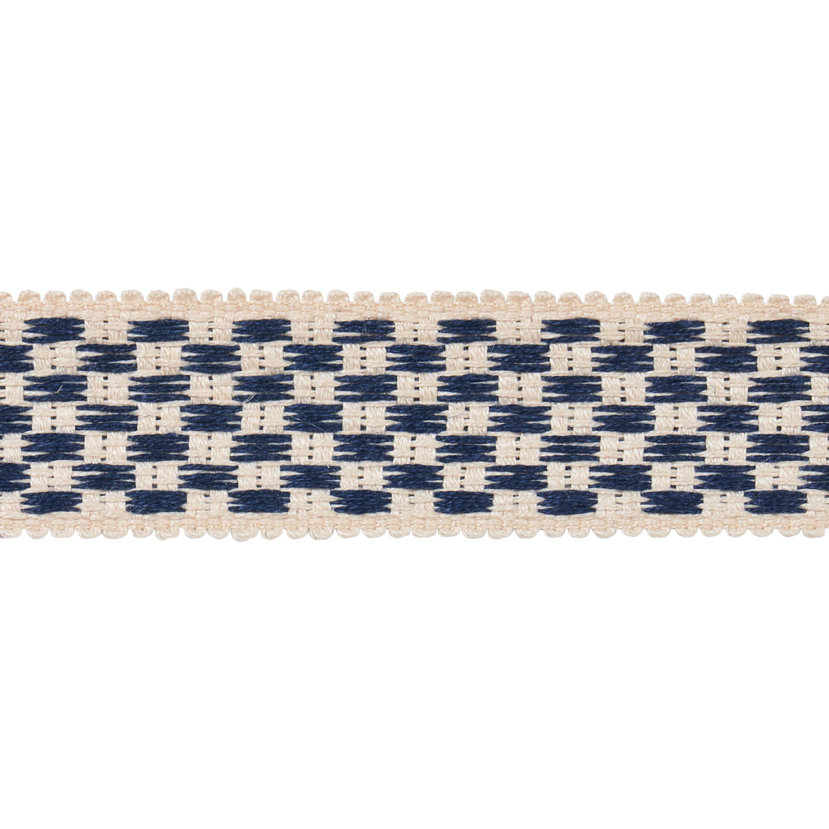 Schumacher CRAWFORD CHECK TAPE MEDIUM INDIGO Trim | Atlanta Fabrics