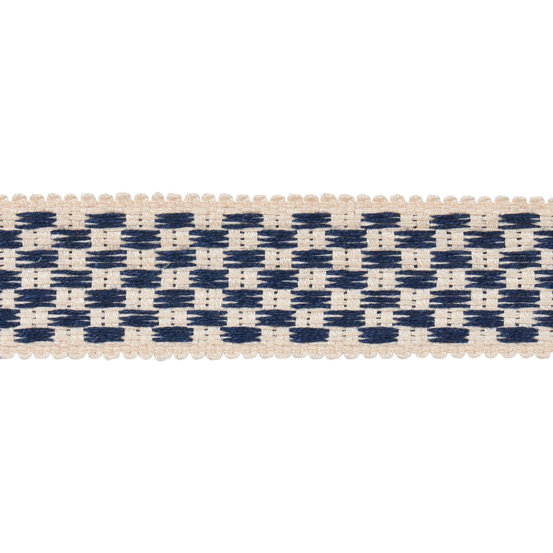 Schumacher CRAWFORD CHECK TAPE MEDIUM INDIGO Trim | Atlanta Fabrics