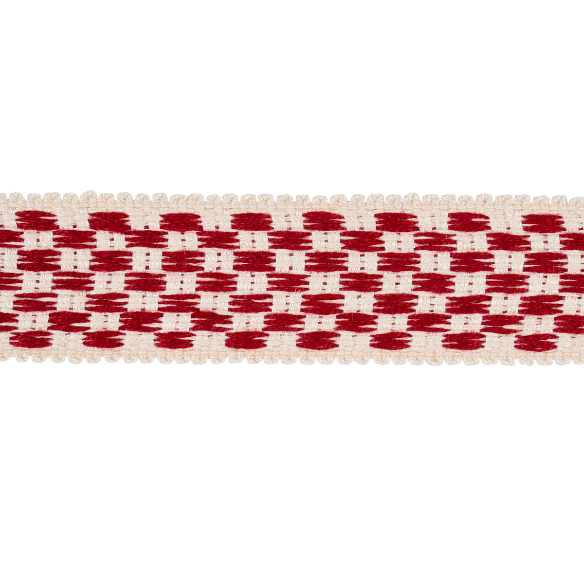 Schumacher CRAWFORD CHECK TAPE MEDIUM CORNWALLIS RED Trim | Atlanta Fabrics