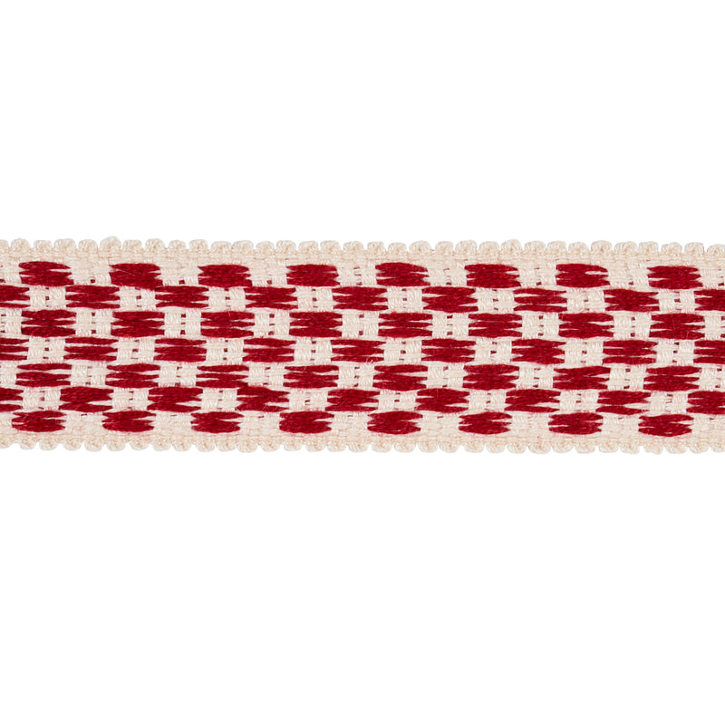 Schumacher CRAWFORD CHECK TAPE MEDIUM CORNWALLIS RED Trim | Atlanta Fabrics