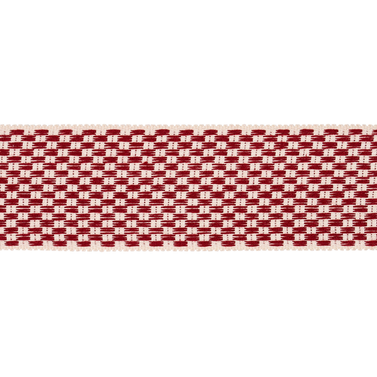 Schumacher CRAWFORD CHECK TAPE WIDE CORNWALLIS RED Trim | Atlanta Fabrics