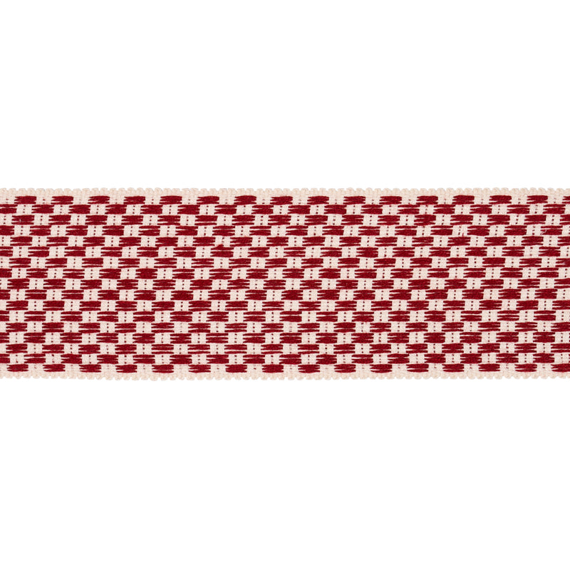 Schumacher CRAWFORD CHECK TAPE WIDE CORNWALLIS RED Trim | Atlanta Fabrics