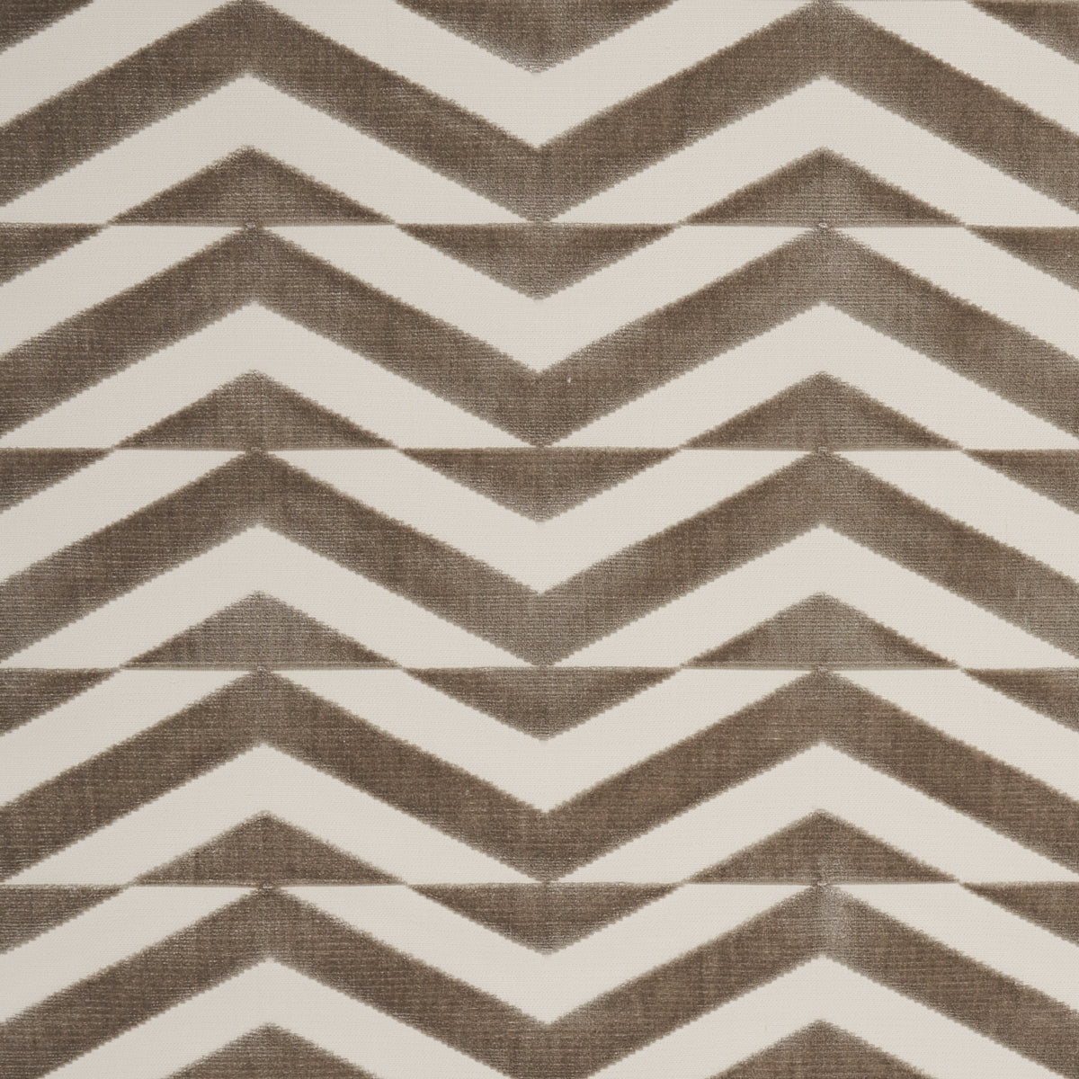 Schumacher BROKEN CHEVRON CUT VELVET TAUPE ON IVORY Fabric | Atlanta Fabrics