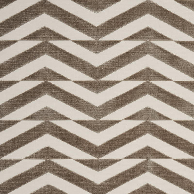 Schumacher BROKEN CHEVRON CUT VELVET TAUPE ON IVORY Fabric | Atlanta Fabrics