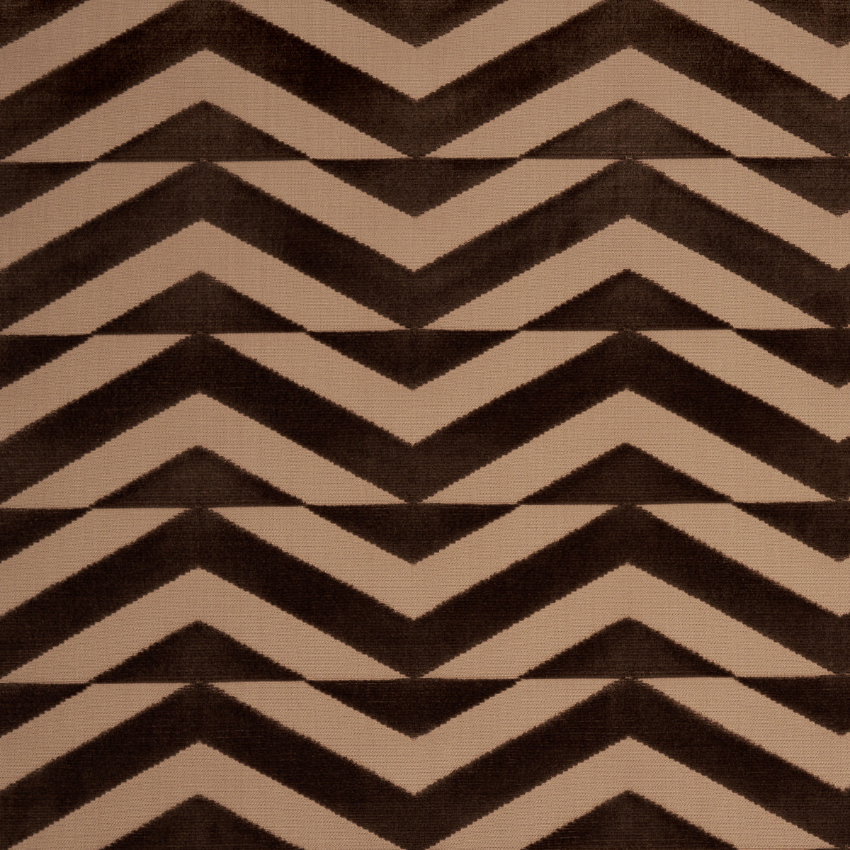 Schumacher BROKEN CHEVRON CUT VELVET BROWN ON CAMEL Fabric | Atlanta Fabrics