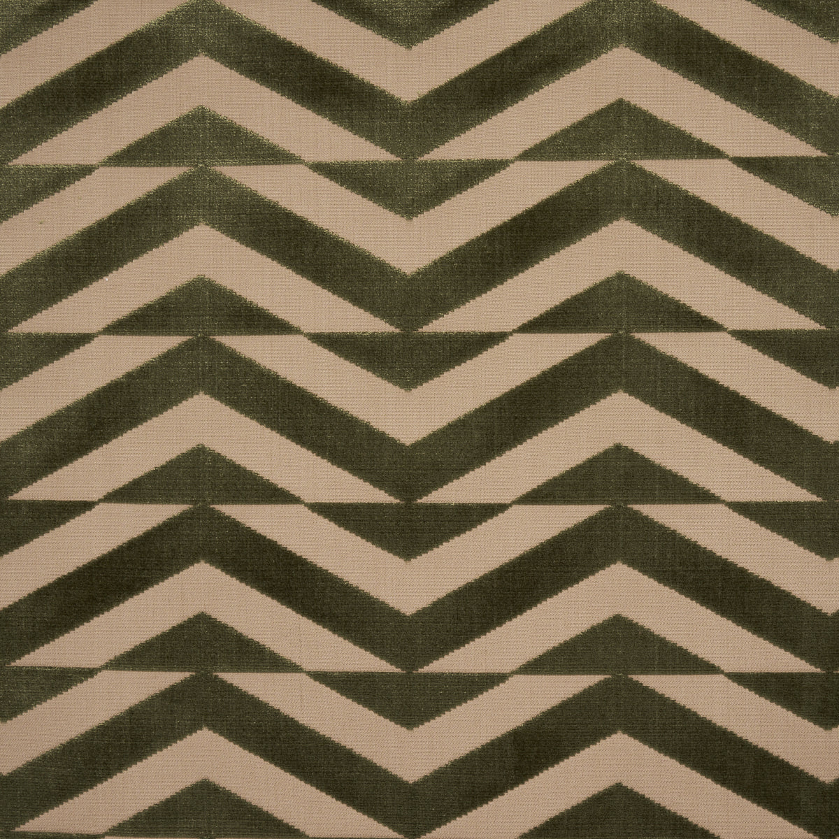 Schumacher BROKEN CHEVRON CUT VELVET OLIVE ON KHAKI Fabric | Atlanta Fabrics