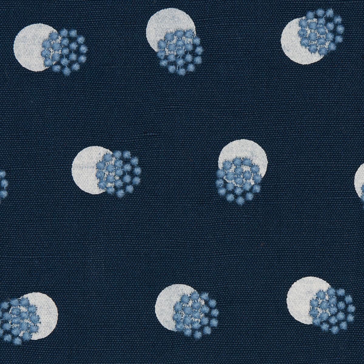 SCHUMACHER TAYLOR EMBROIDERY SKY ON NAVY FABRIC | Atlanta Fabrics