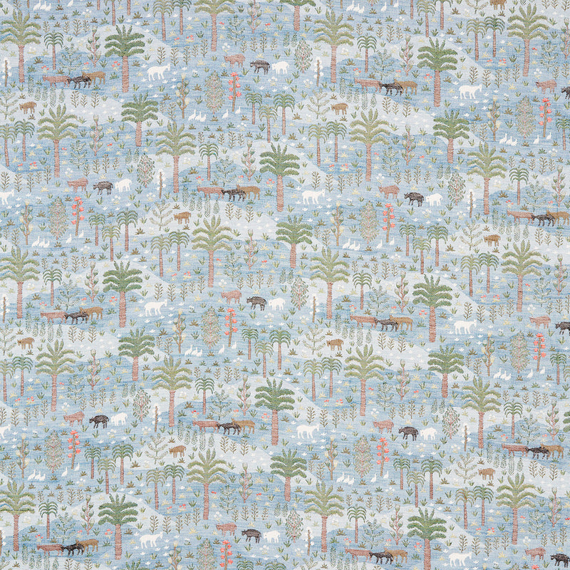Schumacher LAS COLINAS SCENIC TAPESTRY BLUE Fabric | Atlanta Fabrics