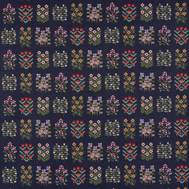 Schumacher ANNIKA FLORAL TAPESTRY MULTI ON NAVY Fabric | Atlanta Fabrics
