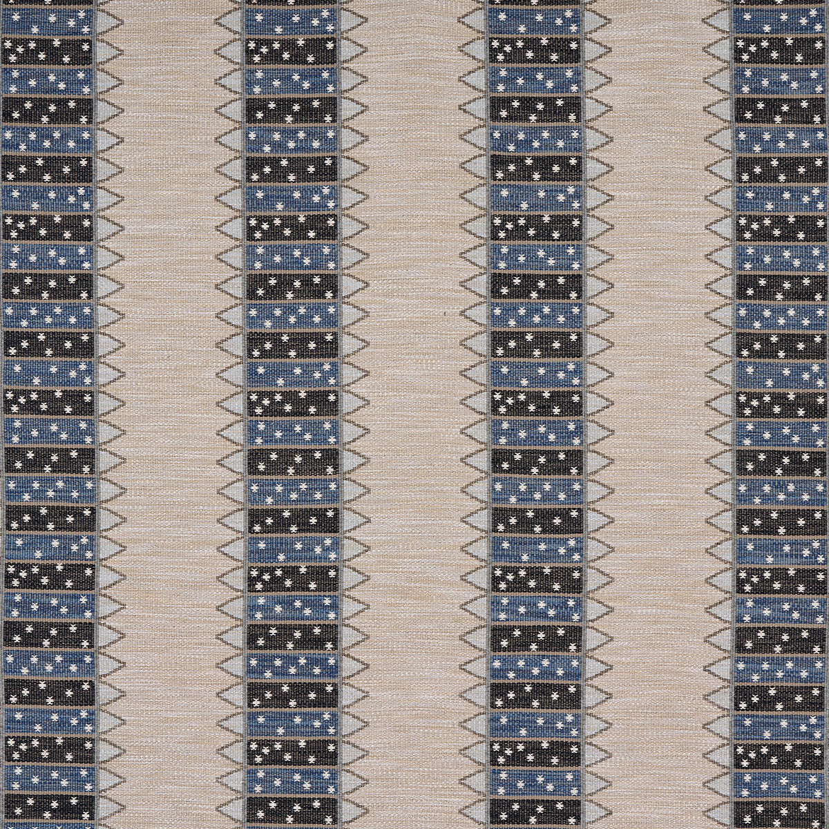 Schumacher NOOR KILIM STRIPE INDIGO Fabric | Atlanta Fabrics