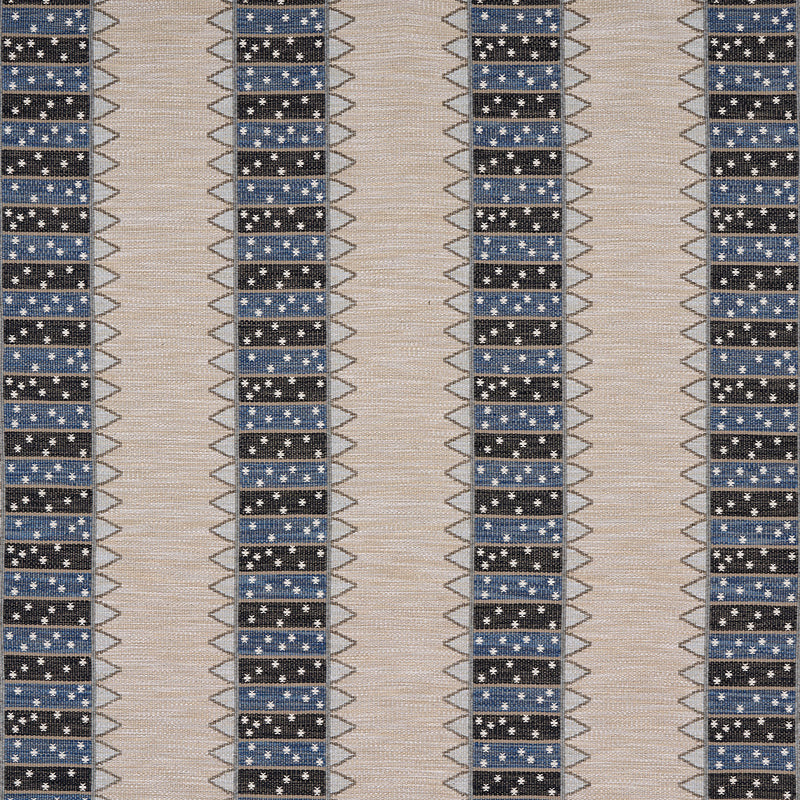 Schumacher NOOR KILIM STRIPE INDIGO Fabric | Atlanta Fabrics