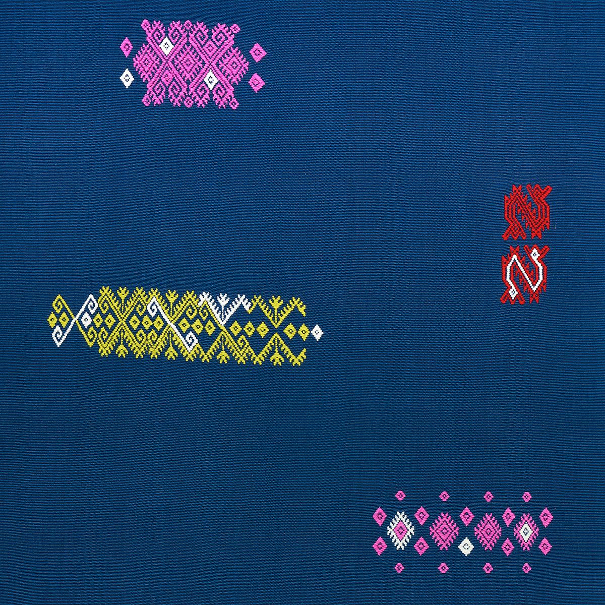 Schumacher BALAMIL HANDWOVEN PANEL MULTI ON NAVY Fabric | Atlanta Fabrics