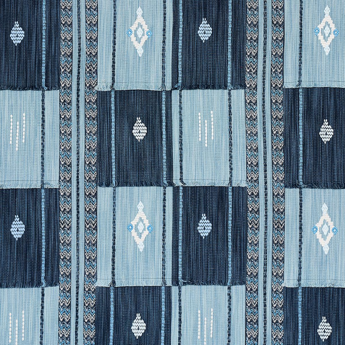 SCHUMACHER ARAVALI PATCHWORK DENIM AND INDIGO FABRIC | Atlanta Fabrics