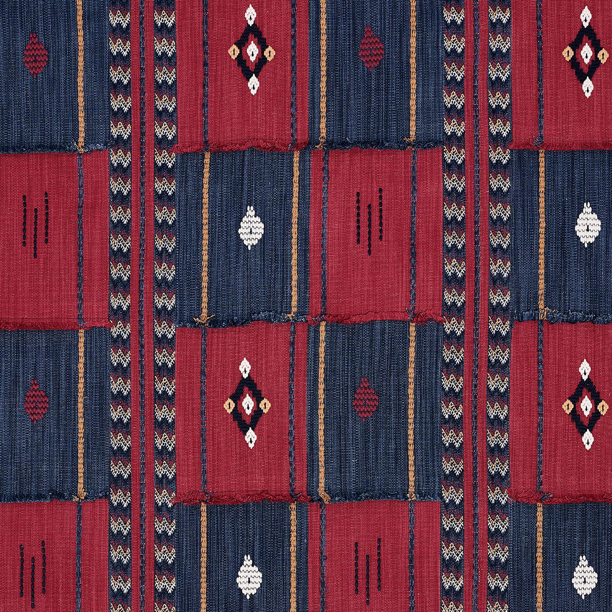 SCHUMACHER ARAVALI PATCHWORK CERISE AND INK FABRIC | Atlanta Fabrics