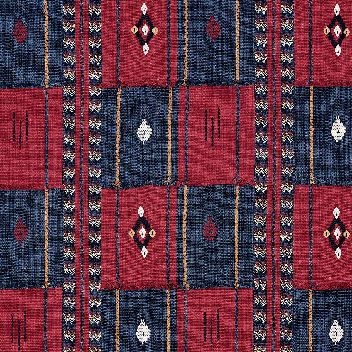 Schumacher ARAVALI PATCHWORK CERISE AND INK Fabric | Atlanta Fabrics