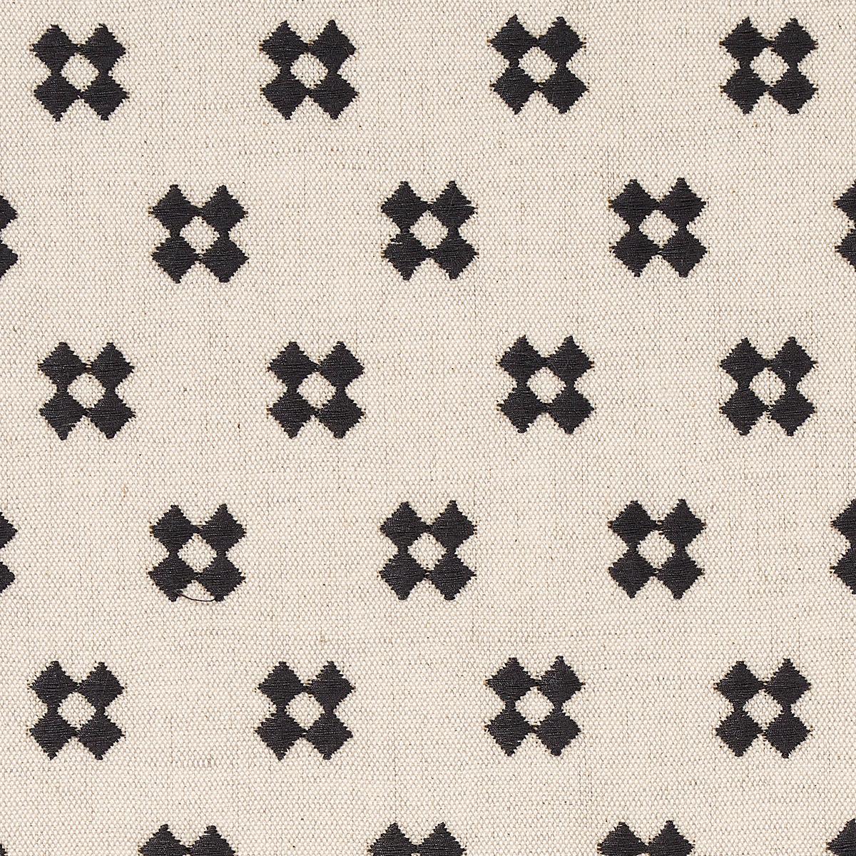 Schumacher Thandie Embroidery Carbon On Natural Fabric | Atlanta Fabrics