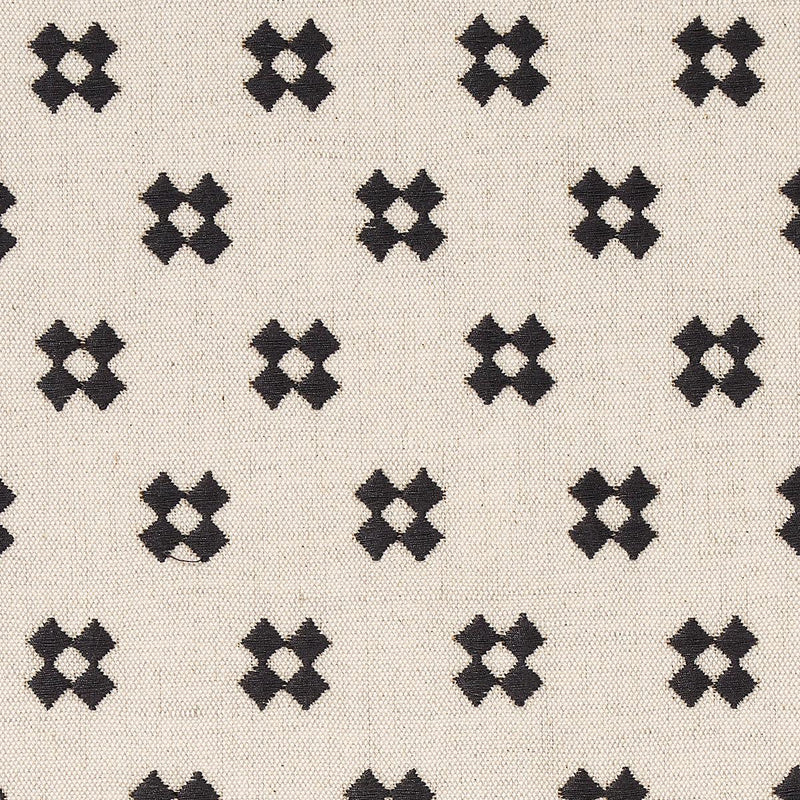 Schumacher Thandie Embroidery Carbon On Natural Fabric | Atlanta Fabrics