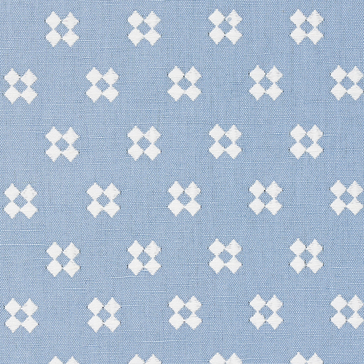 Schumacher THANDIE EMBROIDERY IVORY ON CHAMBRAY Fabric | Atlanta Fabrics
