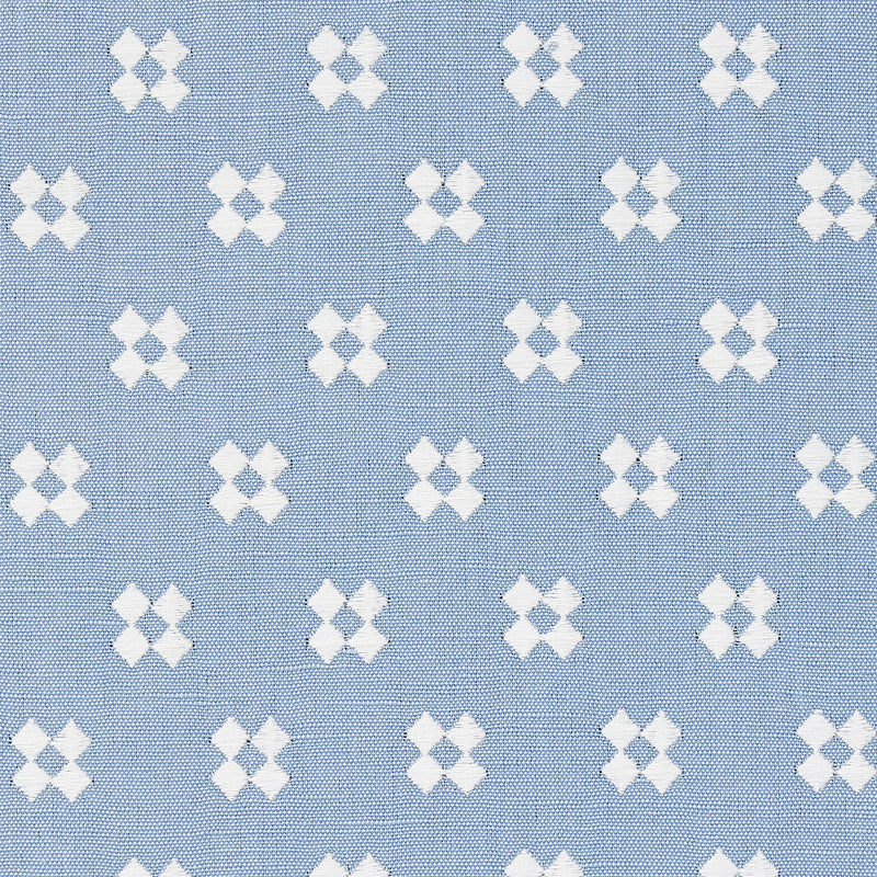 Schumacher THANDIE EMBROIDERY IVORY ON CHAMBRAY Fabric | Atlanta Fabrics