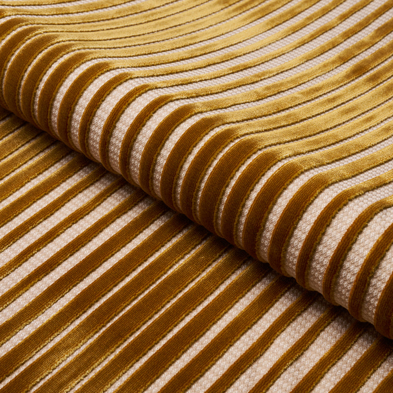 Schumacher CHIMAY STRIPE VELVET BRONZE Fabric | Atlanta Fabrics