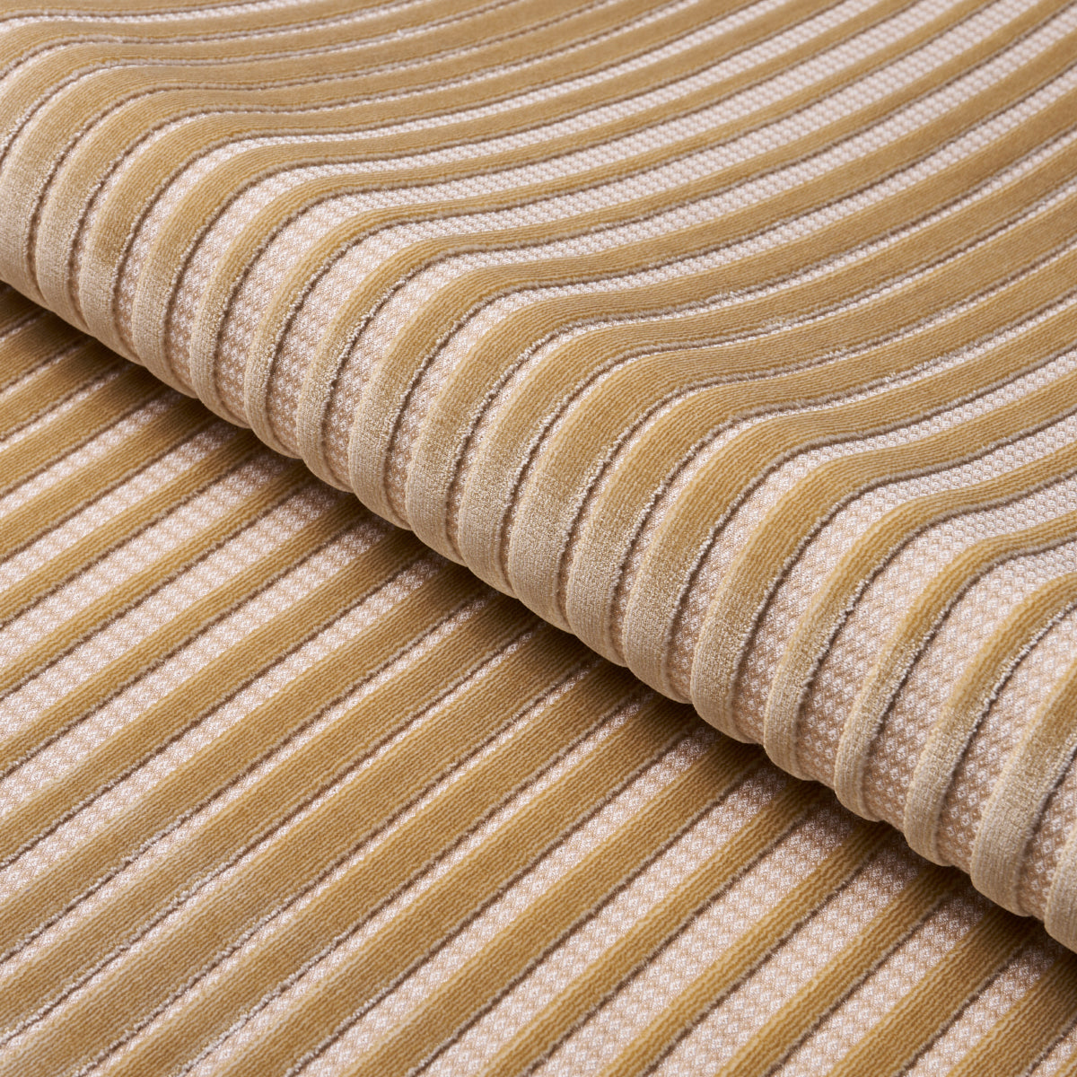 Schumacher CHIMAY STRIPE VELVET CHAMPAGNE Fabric | Atlanta Fabrics