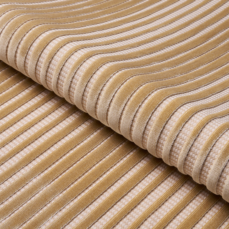 Schumacher CHIMAY STRIPE VELVET CHAMPAGNE Fabric | Atlanta Fabrics